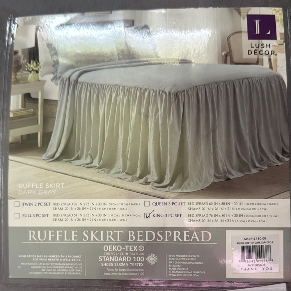 Elegant Ruffle Skirt Bedspread.  New in package